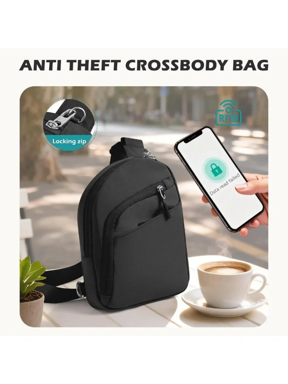Anti-Theft Sling Crossbody Bag for Travel - RFID Blocking Small Purse Wallet